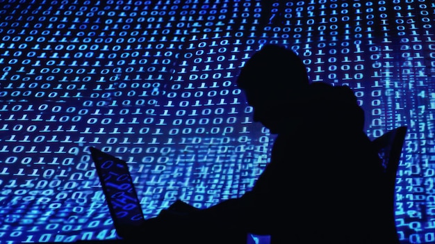 La silueta del hacker en un mundo digital