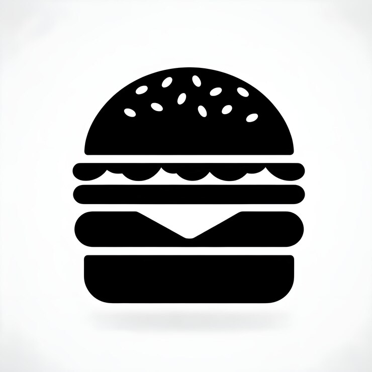 Silueta de hamburguesa aislada sobre un fondo blanco