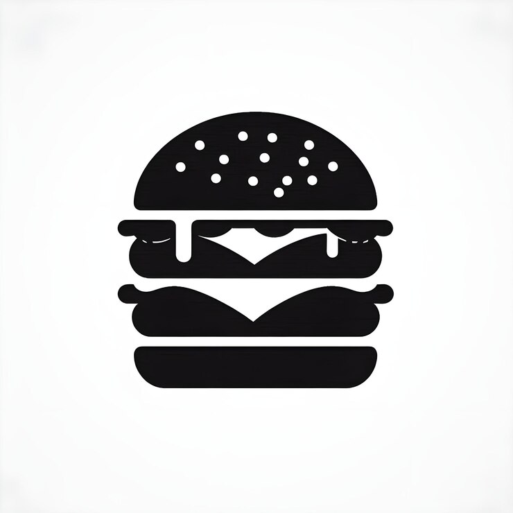 Silueta de hamburguesa aislada sobre un fondo blanco
