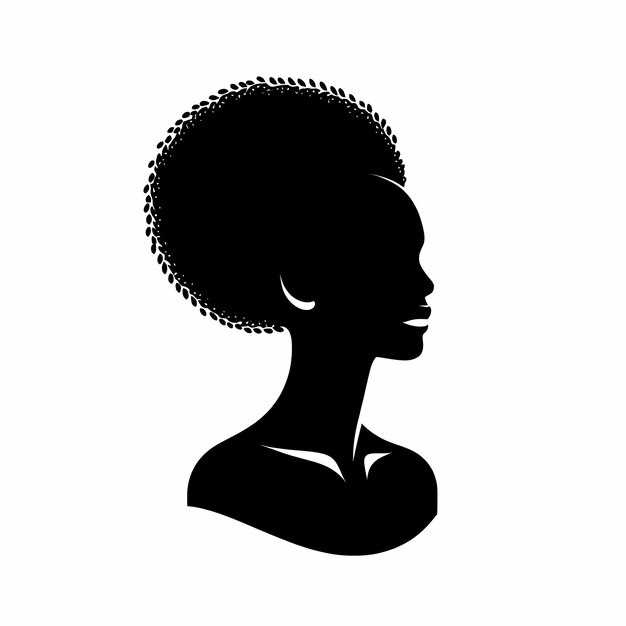 Silueta de una hermosa mujer africana con cabello de estilo afro retrato de belleza de mujer Vector