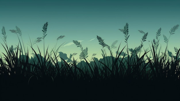 Foto silueta de hierba contra un cielo azul claro perfecto para fondos de naturaleza