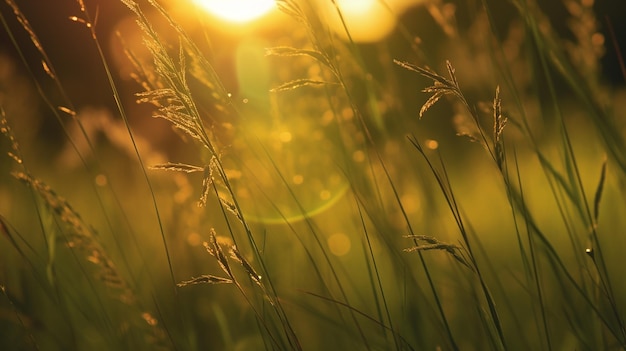 La silueta de la hierba de verano en la luz Fotografía elegante