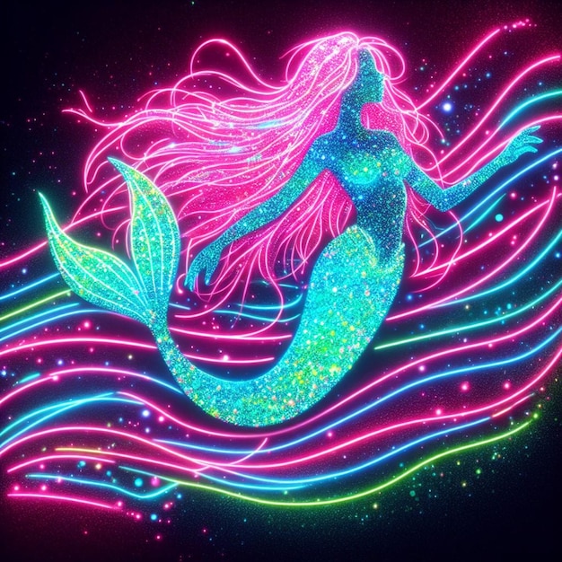 silueta holográfica de una sirena