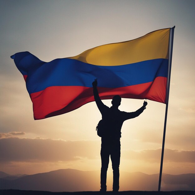 Silueta hombre ganador ondeando bandera de Andorra fondo de pantalla