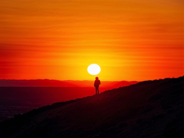 Foto silueta de un hombre en las montañas