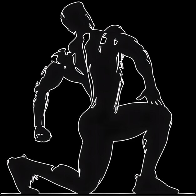 Una silueta de un hombre musculoso posando