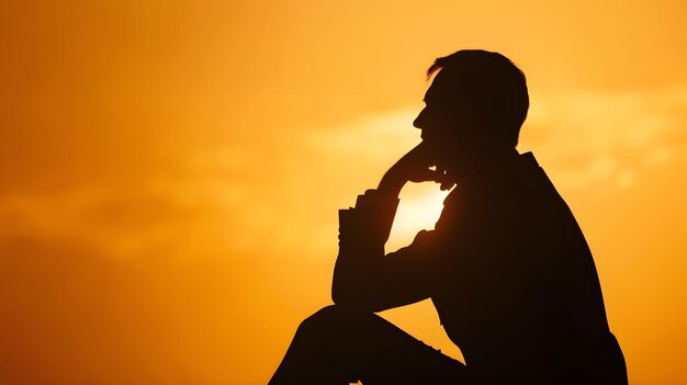 Foto silueta de un hombre de negocios pensante ia generativa