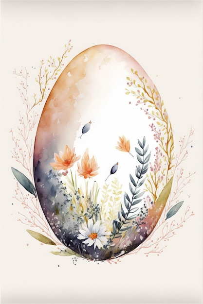 silueta de huevo de pascua con flores, aislado sobre fondo blanco