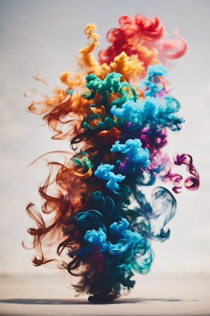 Silueta de humo multicolor