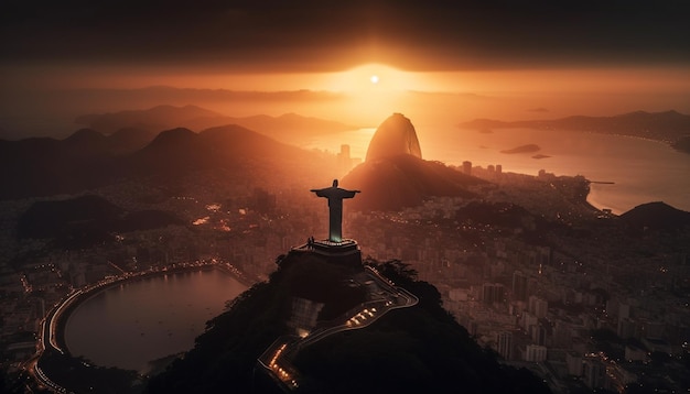 silueta de una iglesia al atardecer silueta de una iglesia amanecer sobre la ciudad IA generativa