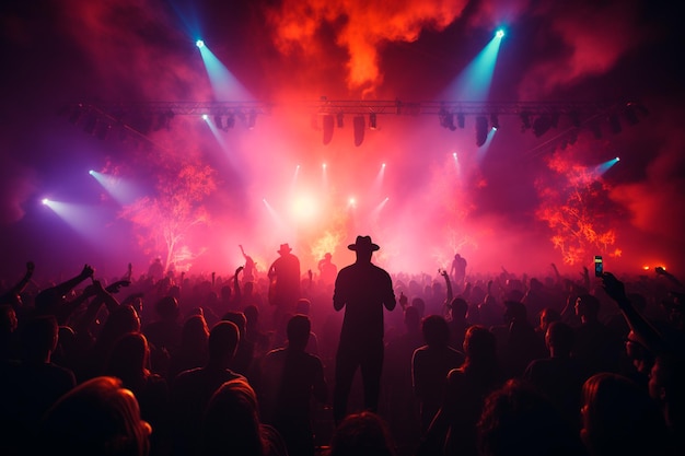 silueta de un joven bailando con humo en el escenario