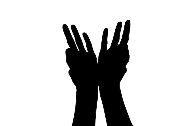 Foto silueta de manos aisladas sobre fondo blanco