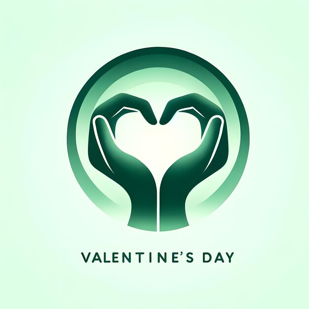 Foto la silueta de las manos del corazón del día de san valentín en un suave gradiente verde