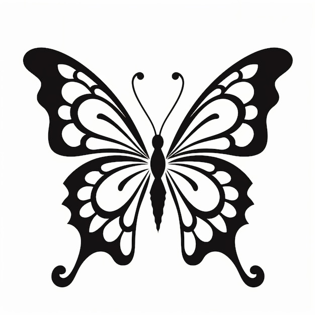 Silueta de mariposa sobre fondo blanco ai generativo