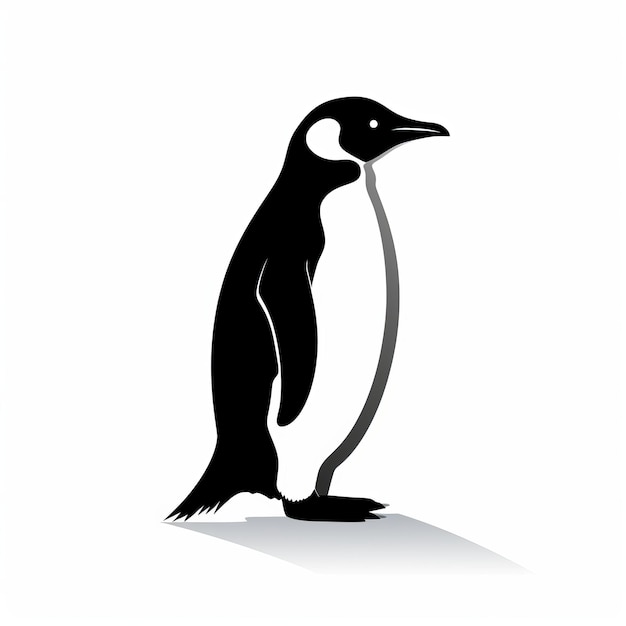 Silueta minimalista de pingüino sobre un fondo blanco