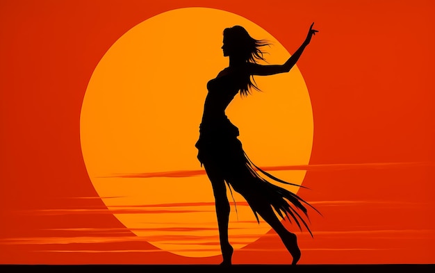 Foto silueta, de, mujer, bailando, en la oscuridad, con, un, borde, luz, baile, plano de fondo, concepto
