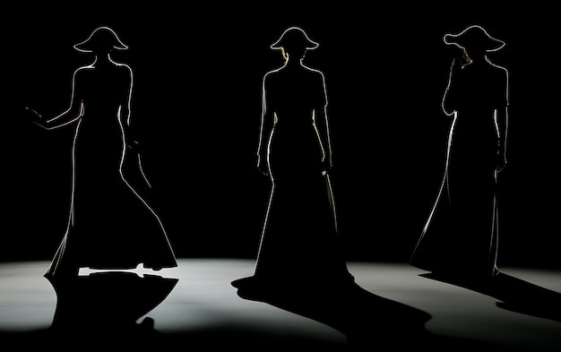 Foto silueta, de, mujer, bailando, en la oscuridad, con, un, borde, luz, baile, plano de fondo, concepto