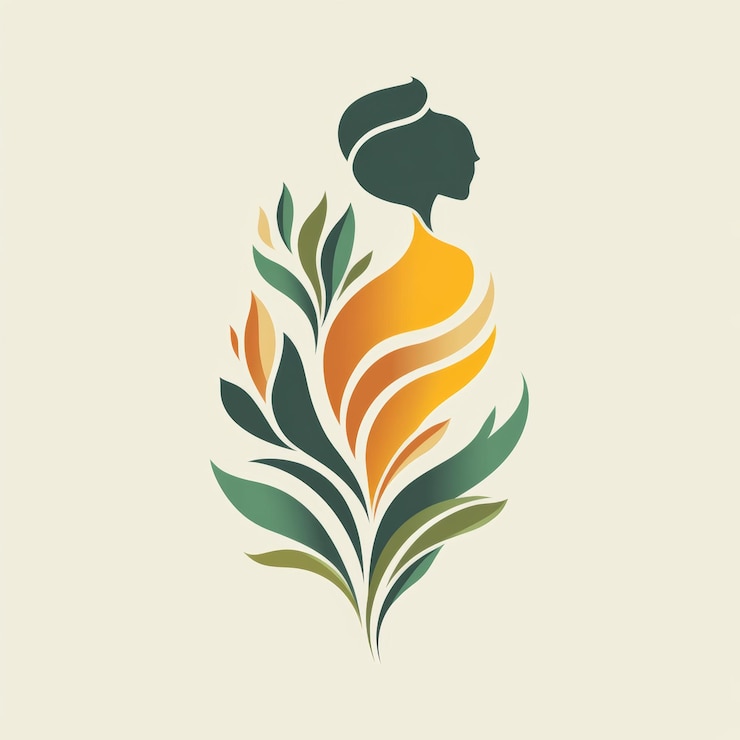 Foto silueta de mujer con diseño floral arte abstracto ilustración femenina diseño de logotipo elem
