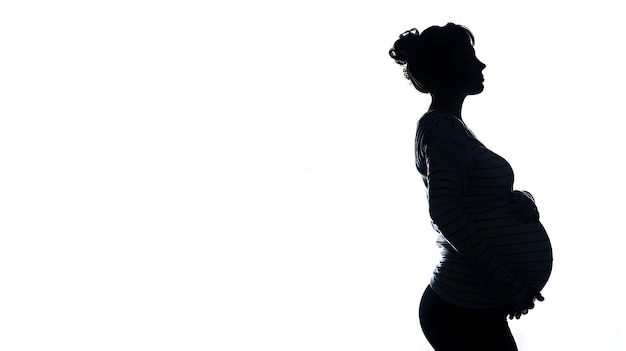 Foto silueta de una mujer embarazada sobre un fondo blanco ia generativa