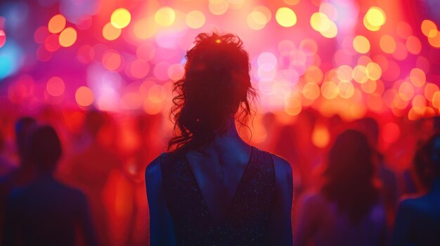Silueta de una mujer en una fiesta