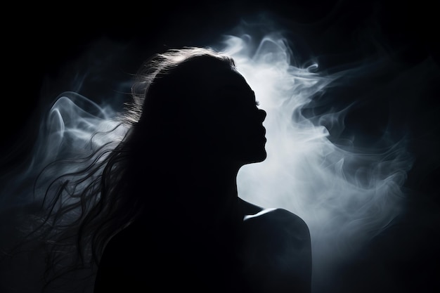 la silueta de una mujer con humo saliendo de su cabello