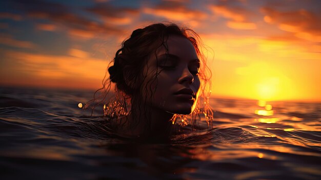 Foto silueta de una mujer en la playa