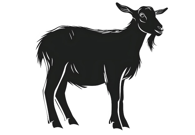 Foto silueta negra de cabra aislada sobre un fondo blanco
