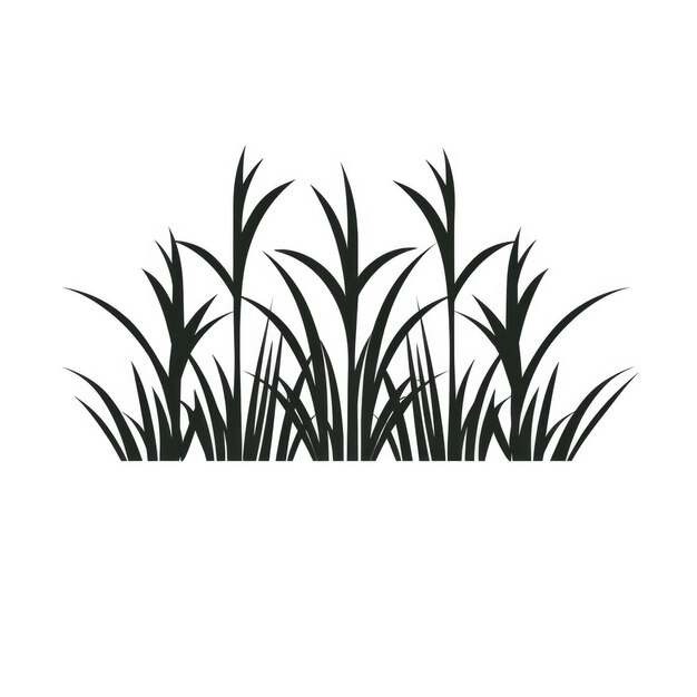 Foto silueta negra de hierba sobre fondo blanco ilustración vectorial