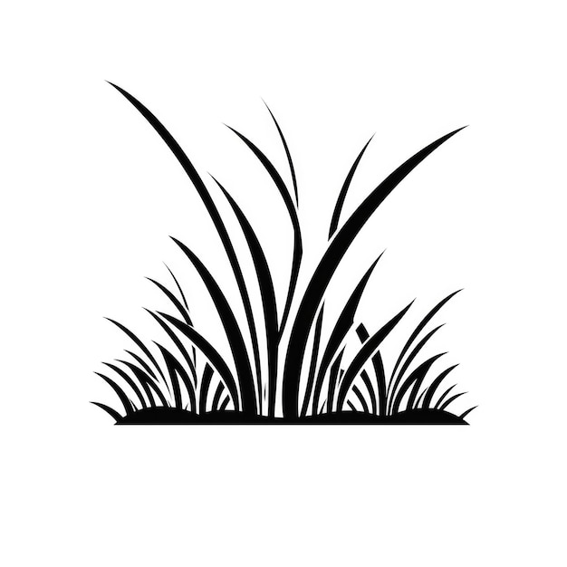 Foto silueta negra de hierba sobre fondo blanco ilustración vectorial