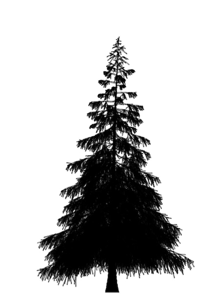 Silueta negra del icono del árbol de Navidad de pino aislado sobre fondo blanco