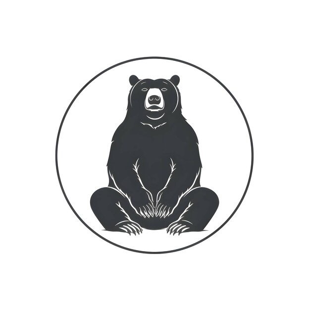 Foto silueta negra de un oso sobre un fondo blanco