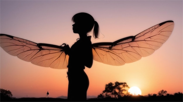 Una silueta de una niña con alas que dicen 'alas'