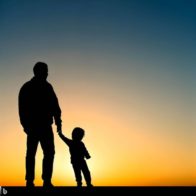 Silueta de padre e hijo adecuada para el día del padre