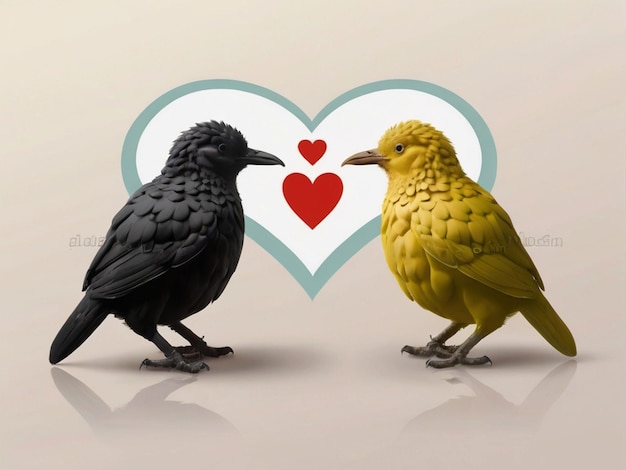silueta de un pájaro de jackfruit en forma de corazón sobre un fondo pastel amor