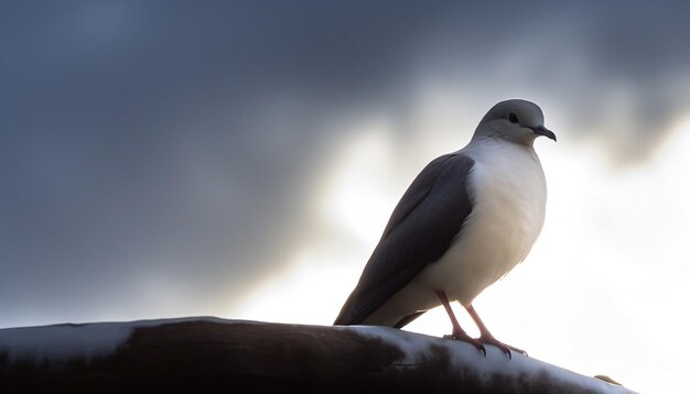 Silueta de pájaro posado en la costa observando la belleza natural generada por IA