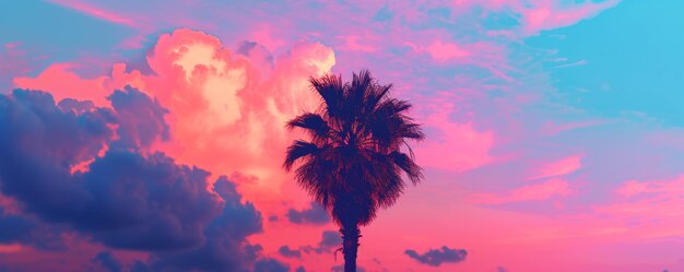 La silueta de una palmera contra un cielo vibrante al atardecer