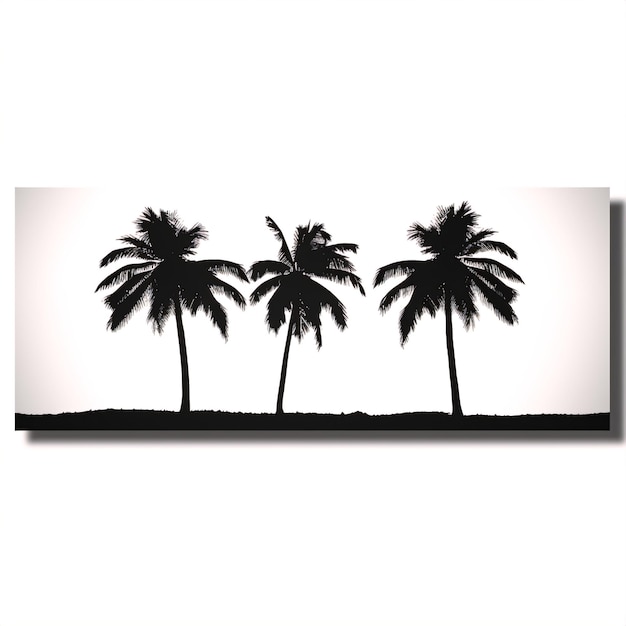 Foto silueta de palmeras tropicales en blanco y negro