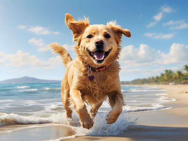 Una silueta de un perro en la playa al atardecer