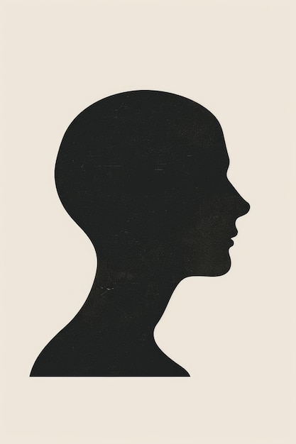 Foto silueta preta simples de uma cabeça de um homem em um fundo branco simples adequado para vários projetos de design gráfico