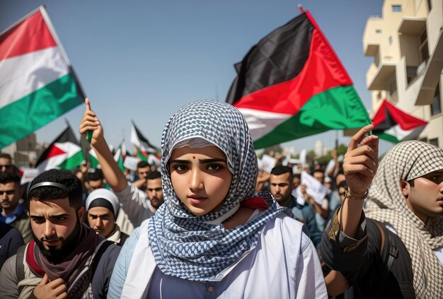 Foto silueta de la protesta por la libertad palestina