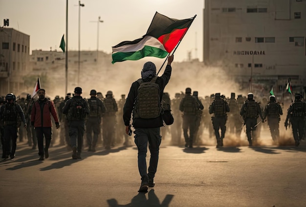 Foto silueta de la protesta por la libertad palestina