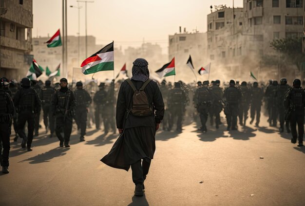 Foto silueta de la protesta por la libertad palestina