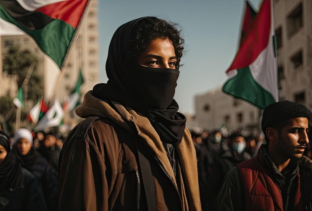 Foto silueta de la protesta por la libertad palestina