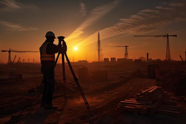 La silueta del ritmo de construcción de un trabajador del sitio en movimiento vibrante