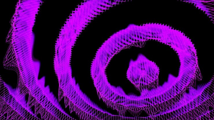 Foto siluetas de anillos concéntricos fluctuantes abstractas en un diseño de fondo negro formas redondas brillantes