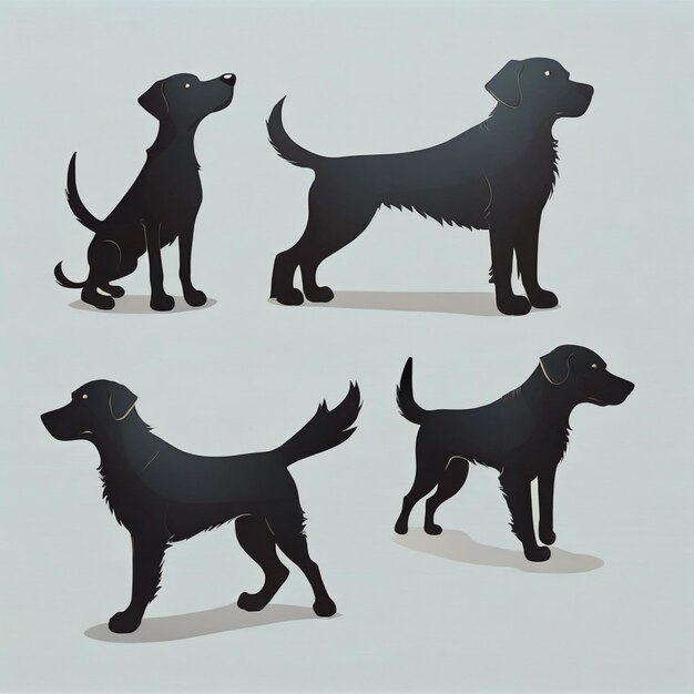 Siluetas de cão fundo vetorial de desenho animado