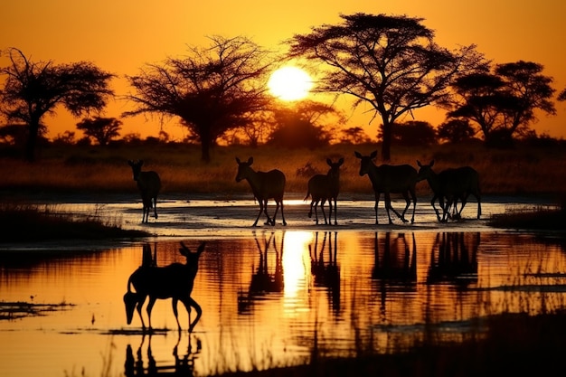 Siluetas de safári Sombras no deserto