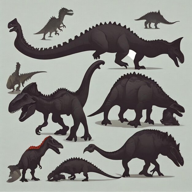 Foto las siluetas de los dinosaurios en el fondo vectorial