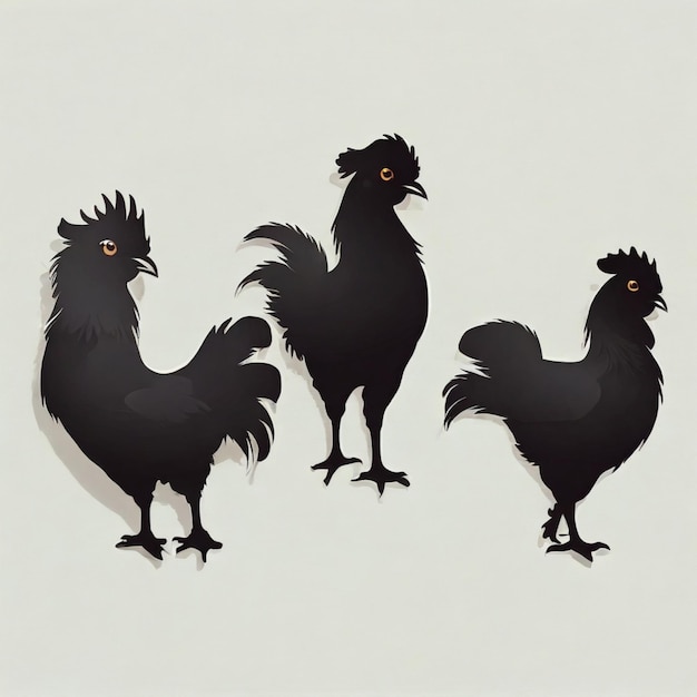 Foto las siluetas de pollo de fondo vectorial de dibujos animados