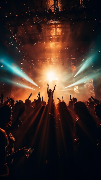 Las siluetas de las sombras bailando en un club de discoteca